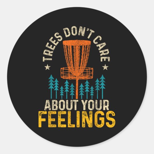 Funny Disc Golf Apparel Co. Disc Golf Trees Don't  ラウンドシール (正面)