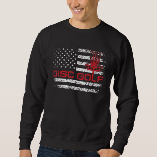 Funny Disc Golf Apparel With American Flag US Flag スウェットシャツ (正面)