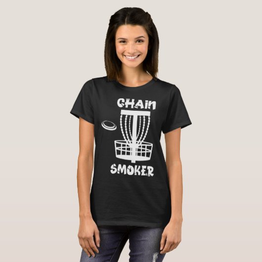 Funny Disc Golf Chain Smoker Tシャツ (正面フル)