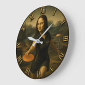 Funny Disc Golf Mona Lisa Disc Golfer Gift ラージ壁時計 (傾斜)