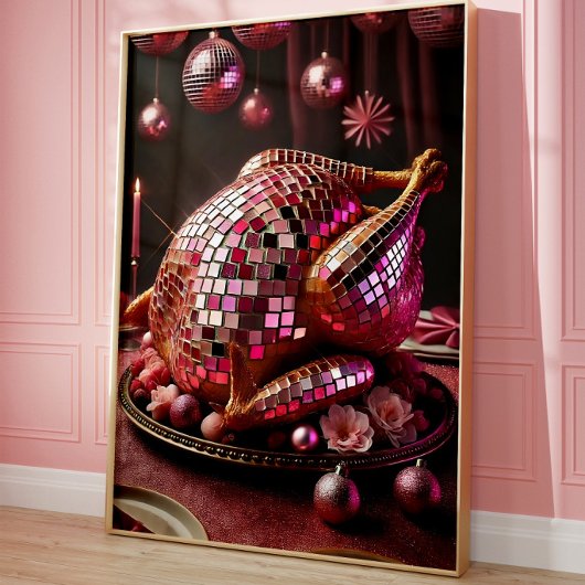 Funny Disco Turkey Wall Art Poster ポスター