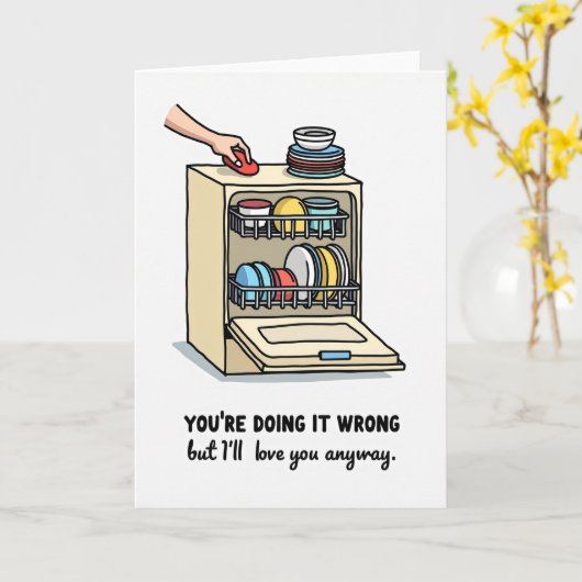 Funny Dishwasher Wrong Love Card カード (黄色い花)