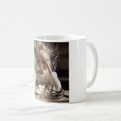 Funny Distressed Doll Face Meme Smoking Sarcastic コーヒーマグカップ (正面右)