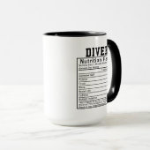 Funny Diver Nutrition Facts Underwater Gift マグカップ (正面右)