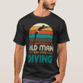 Funny Diver Springboard Old Man Who Loves Diving F Tシャツ (正面)