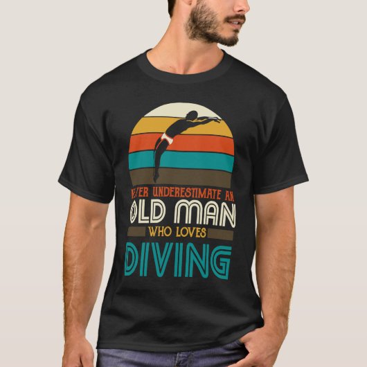 Funny Diver Springboard Old Man Who Loves Diving F Tシャツ (正面)