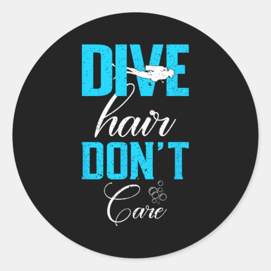 Funny Diving Design Of Dive Hair Don't Care For Fu ラウンドシール (正面)