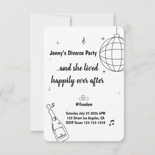 Funny Divorce Party Invitation RSVP Modern Freedom (正面)