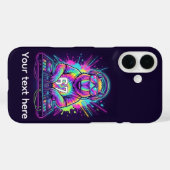 Funny DJ Capybara Cool 67 tie dye Neon Music Party Case-Mate iPhoneケース (裏面 (横))