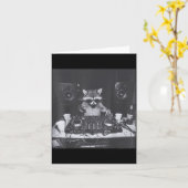 Funny Dj Raccoon House Party Sound Tech Music Tras カード (黄色い花)