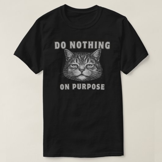 Funny “Do Nothing” Lazy Cat Minimalist Tシャツ (デザイン正面)