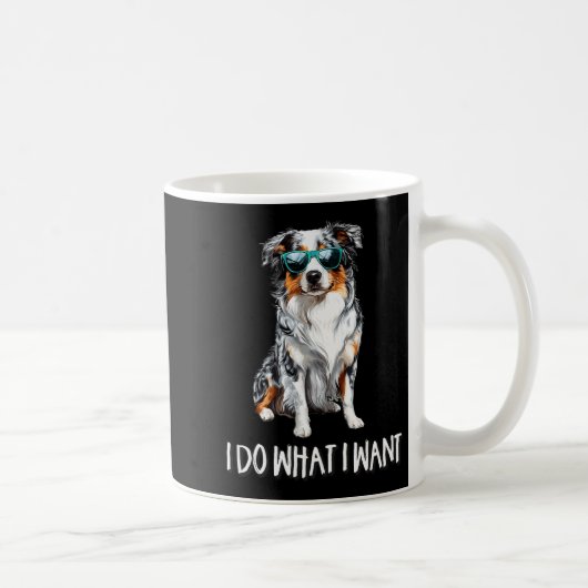 Funny Do What I Want Blue Merle Australian Shepher コーヒーマグカップ (右)