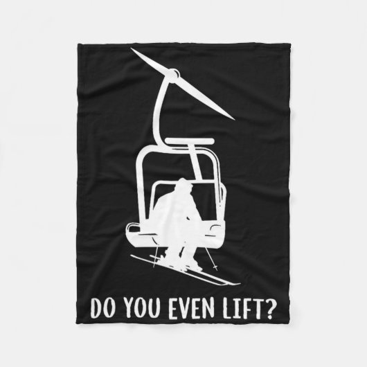 Funny Do You Even Lift Ski フリースブランケット (正面)