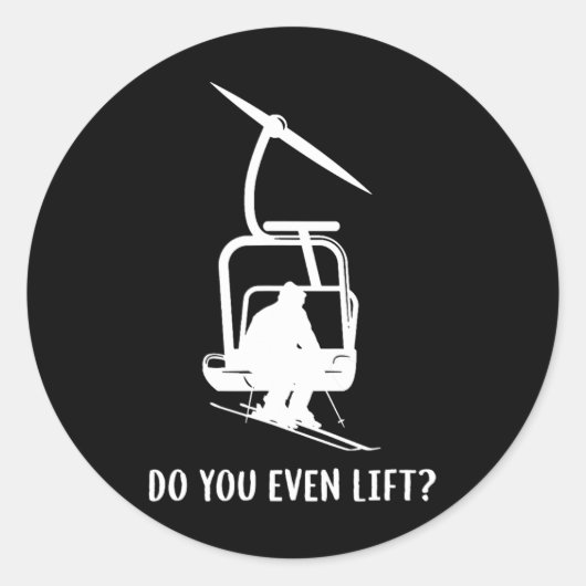 Funny Do You Even Lift Ski  ラウンドシール (正面)