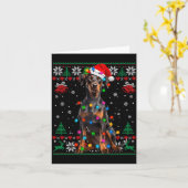 Funny Doberman Christmas Santa Hat Dog Ugly Sweate カード (黄色い花)