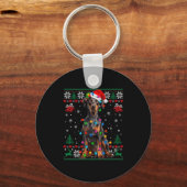 Funny Doberman Christmas Santa Hat Dog Ugly Sweate キーホルダー (正面)