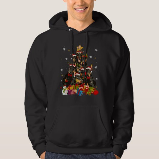 Funny Doberman Christmas Tree Xmas 316 パーカ (正面)