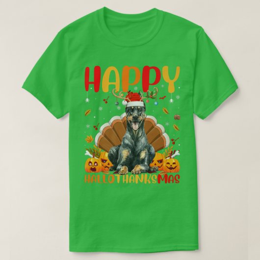 Funny Doberman Dog Lover Happy Doberman HelloThank Tシャツ (デザイン正面)