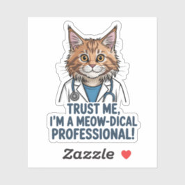Funny Doctor Cat Medical Humor Illustration シール