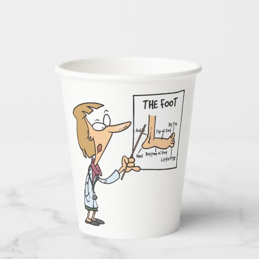 Funny Doctor Teaching Foot Anatomy 紙コップ (正面)