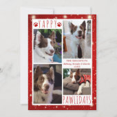 Funny Dog 4 Photo Collage YAPPY PAWLIDAYS Red シーズンカード (正面)