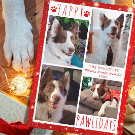 Funny Dog 4 Photo Collage YAPPY PAWLIDAYS Red シーズンカード