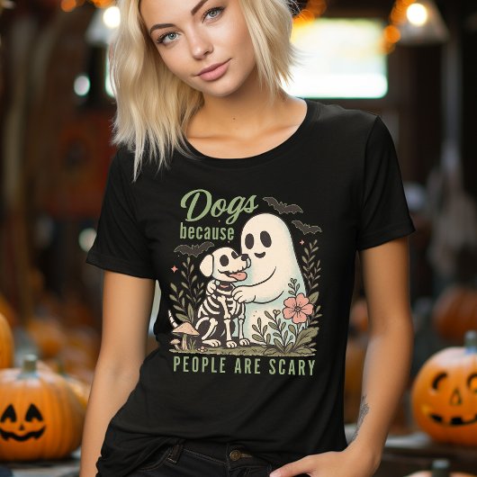 Funny Dog and Ghost Halloween  トライブレンドＴシャツ