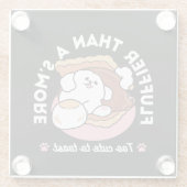 Funny Dog and S’more Design – Kawaii Pet Lover Pun ガラスコースター (裏面)