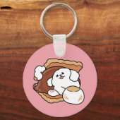 Funny Dog and S’more Design – Kawaii Pet Lover Pun キーホルダー (裏面)