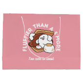 Funny Dog and S’more Design – Kawaii Pet Lover Pun ラージペーパーバッグ (裏面)
