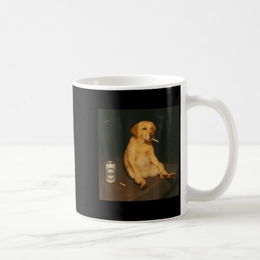 Funny Dog Beer Smoking Meme Sarcastic Dog Lover  コーヒーマグカップ (右)