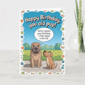 Funny Dog Belated Birthday カード (正面)