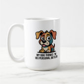 Funny Dog Butler Cartoon Quote コーヒーマグカップ (左)