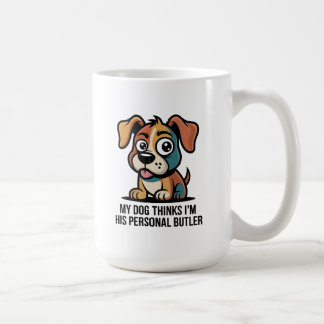 Funny Dog Butler Cartoon Quote コーヒーマグカップ