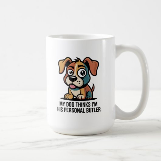 Funny Dog Butler Cartoon Quote コーヒーマグカップ (右)