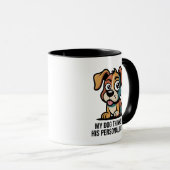 Funny Dog Butler Cartoon Quote マグカップ (正面右)