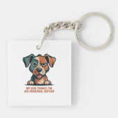 Funny Dog Butler Quote Illustration キーホルダー (裏面)