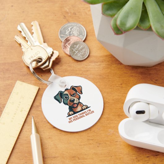 Funny Dog Butler Quote Illustration キーホルダー (デスク)