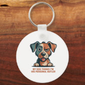 Funny Dog Butler Quote Illustration キーホルダー (正面)