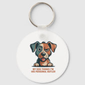 Funny Dog Butler Quote Illustration キーホルダー (裏面)