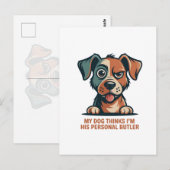 Funny Dog Butler Quote Illustration ポストカード (正面/裏面)
