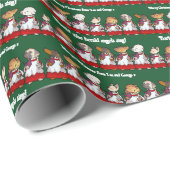 Funny Dog Carol Singers Add Your Message Cartoon ラッピングペーパー (ロールコーナー)