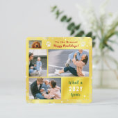 Funny Dog Cat 4 Photos Collage Cute Elegant Golden シーズンカード (スタンド正面)