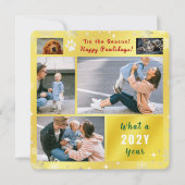 Funny Dog Cat 4 Photos Collage Cute Elegant Golden シーズンカード (正面)