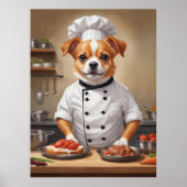 Funny Dog Chef Cooking Food Cute Pet ポスター (正面)