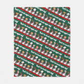 Funny Dog Choir Bark! Xmas Carol Pun Cartoon フリースブランケット (正面)