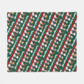 Funny Dog Choir Bark! Xmas Carol Pun Cartoon フリースブランケット (正面(横))