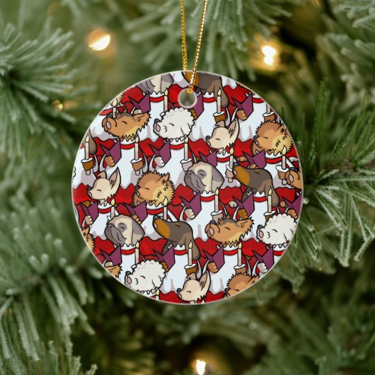 Funny Dog Choir Christmas Carol Singers Cartoon セラミックオーナメント (ツリー)
