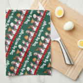 Funny Dog Choir Ding Dog Xmas Carol Pun Cartoon キッチンタオル (四つ折り)