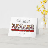 Funny Dog Choir Passed Test Or Exam Cartoon カード (黄色い花)